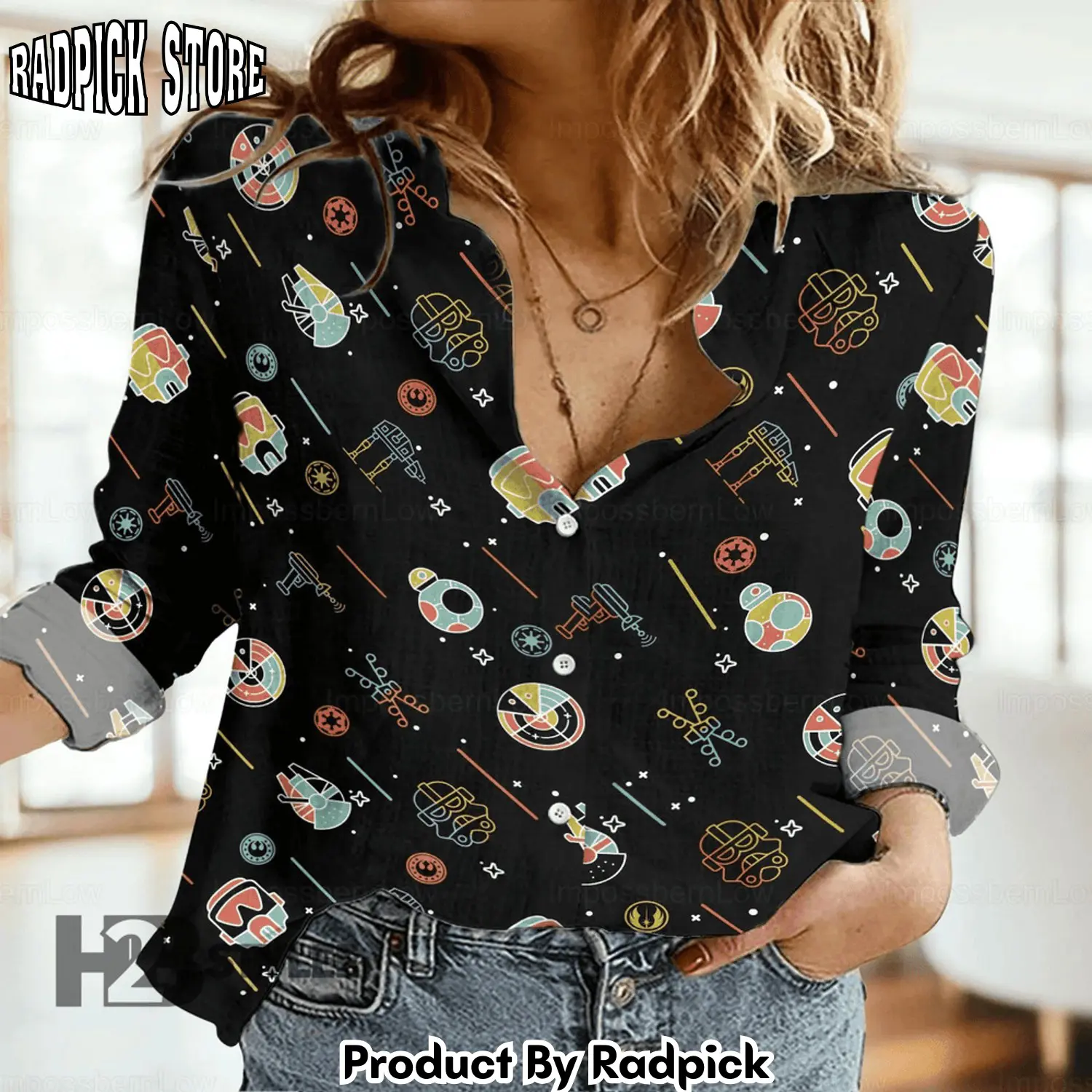 Radpick summer aloha star wars movie tropical baby yoda darth vader mandalorian pattern linen casual shirt rp662122